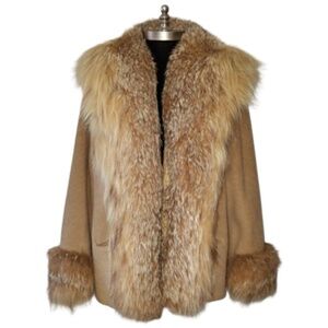 Vtg 50s 60s Cashmere Lamb Lynx Fur Jacket Coat M